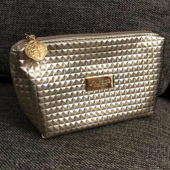 Sheseido Ginza Tokyo Small Golden Makeup Cosmetic Pouch Golden - Picture 1 of 14